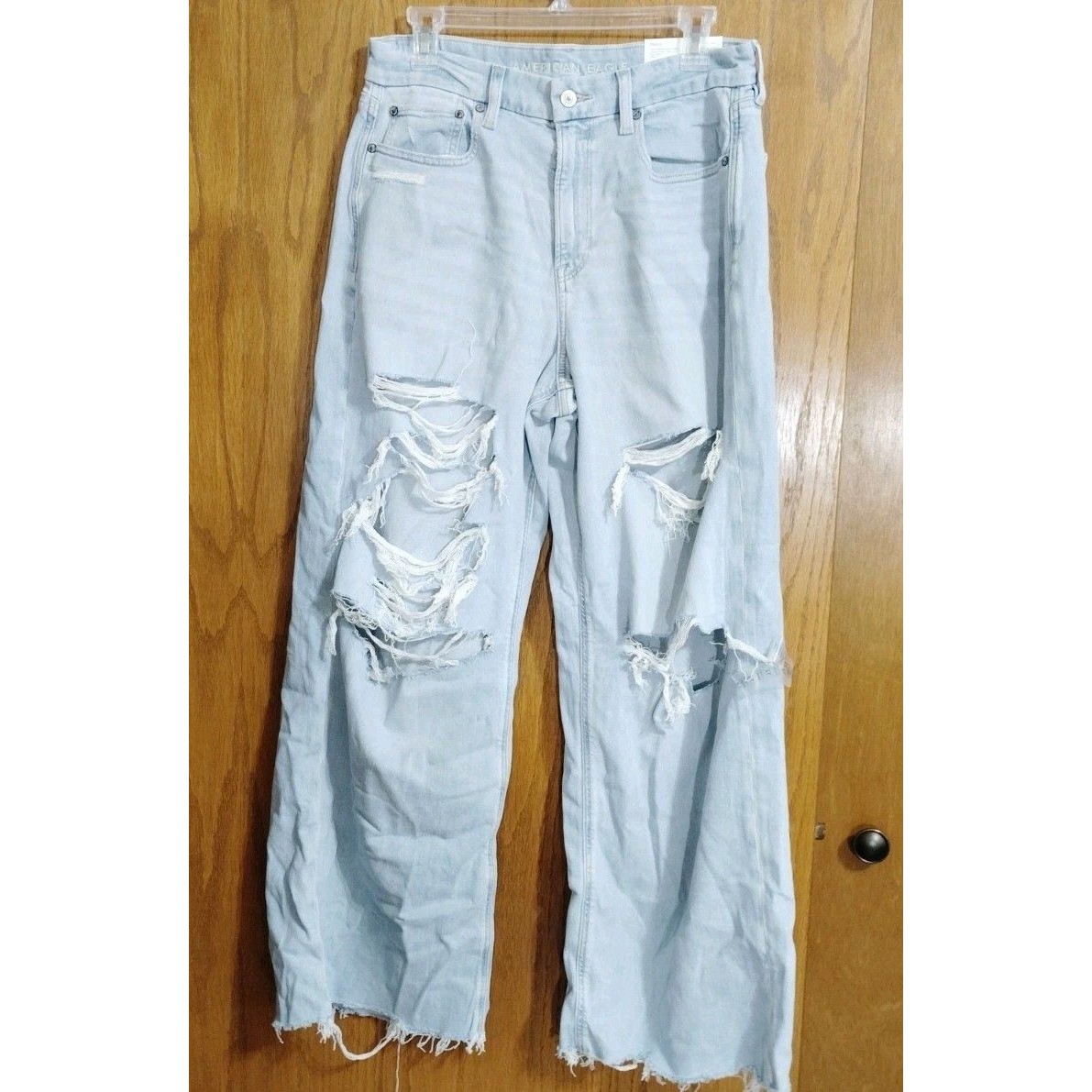 American Eagle 12 Short Jeans Curvy Dreamy Drape Baggy Wide Leg Distressed Nwt